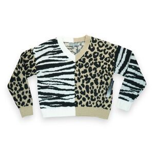 NWT Absolutely Famous Multicolor Animal Print V-Neck Pullover Sweater Size XL‎